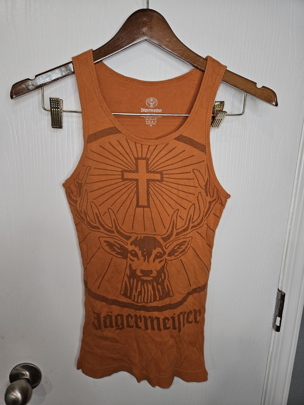 Jagermeister Women's Orange Graphic Ribbed Tank Top